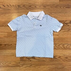 Lacoste Kids Light Blue and White Checker Polo